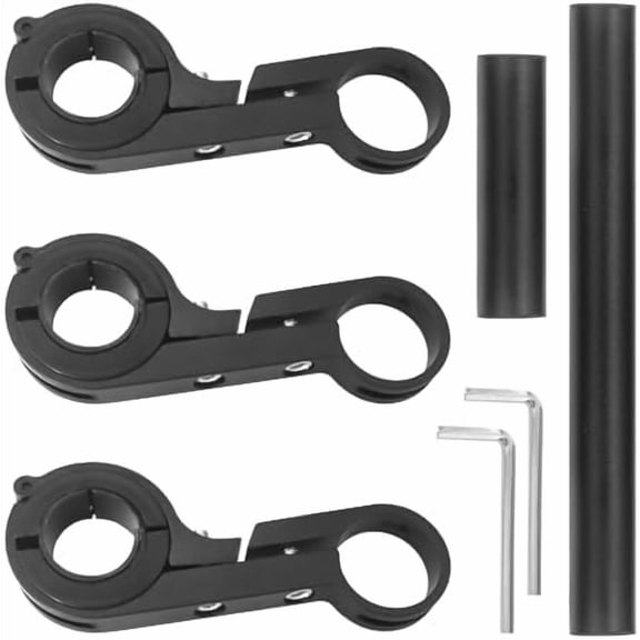 2Pcs Bike Handlebar Extender, 10cm/30cm Bicycle Handlebar Extension with Single and Double Mounting Clamp, Bike Handle Bar Extension Bracket for Holding Motorcycle E-Bike Lamp Speedometer GPS