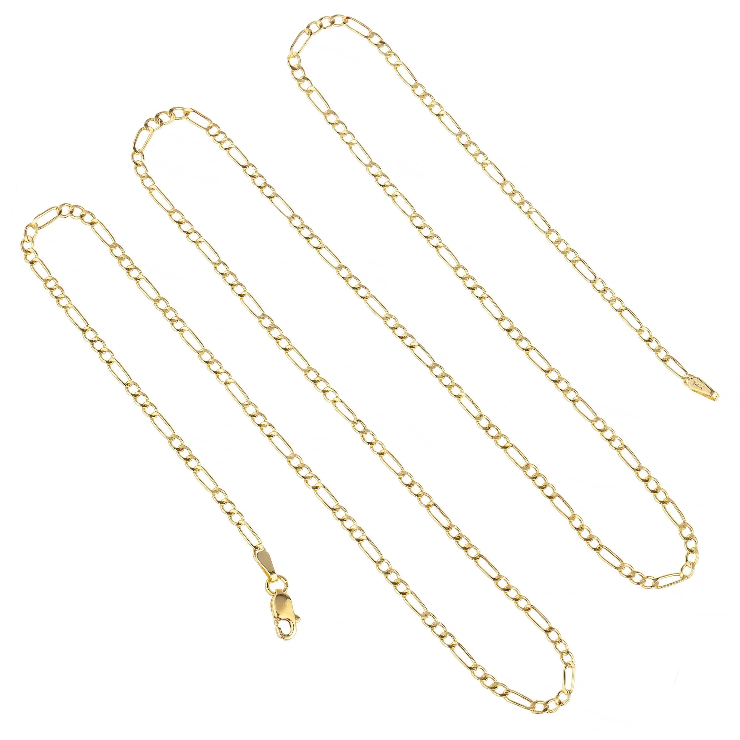 10K Yellow Gold 2MM Figaro Link Chain Necklace