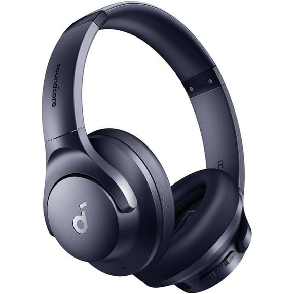 Soundcore by Anker Q20i Auriculares híbridos con cancelación activa de ruido, Bluetooth inalámbrico supraaural, tiempo de reproducción ANC de 40 horas de duración, audio de alta resolución, graves gra