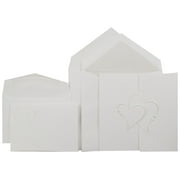 Angle View: JAM Paper® Wedding Invitation Sets, White with Pearl Hearts Design, Crystal Lined, 1 Small Set & 1 Large Set, Lg: 50 Cards & 50 Inner/Outer Envelopes, Sm: 100 Cards & Envelopes
