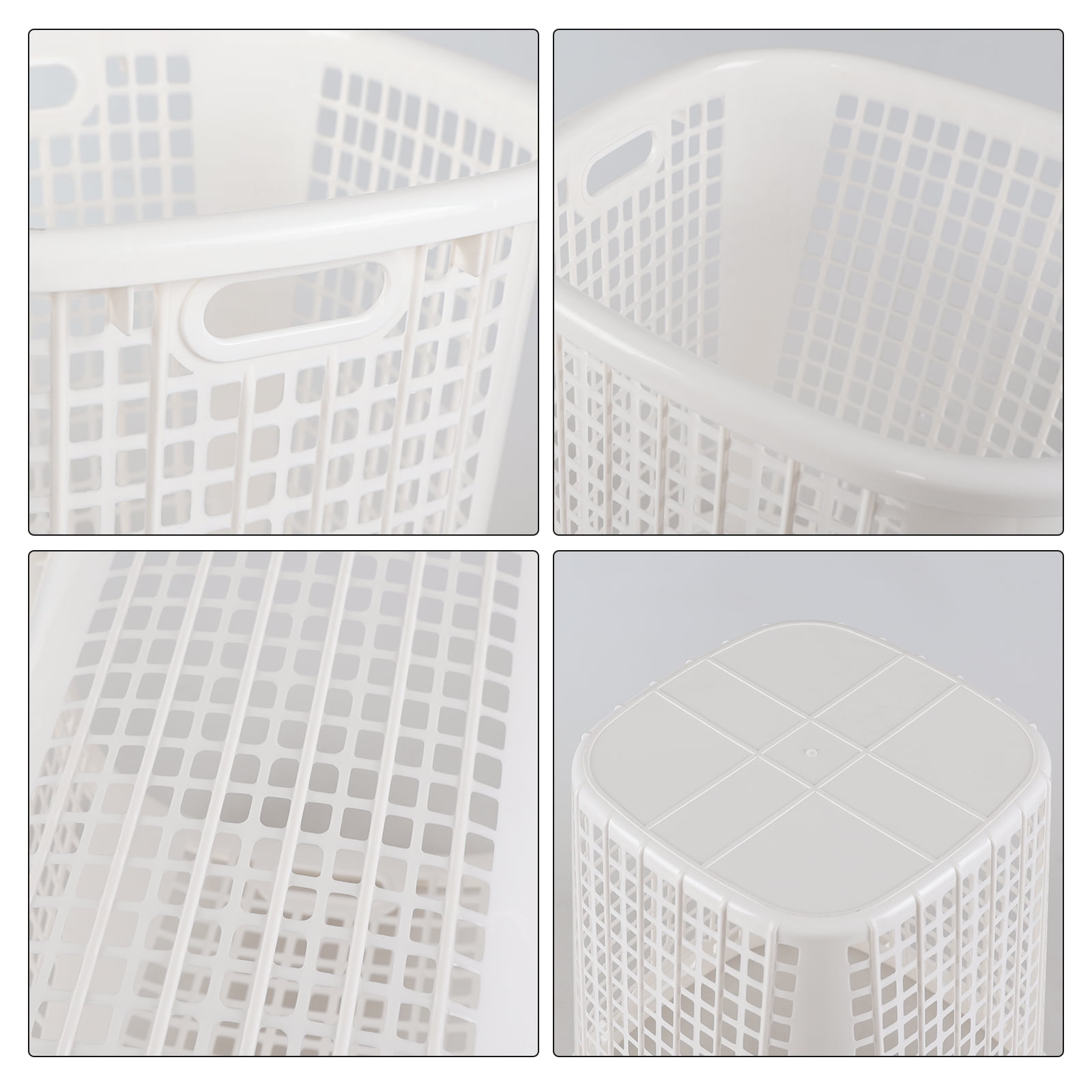 Minekkyes Set of 6 Plastic Round Laundry Baskets Hampers, Large Laundry Basket Tall Clothes Hamper (White)