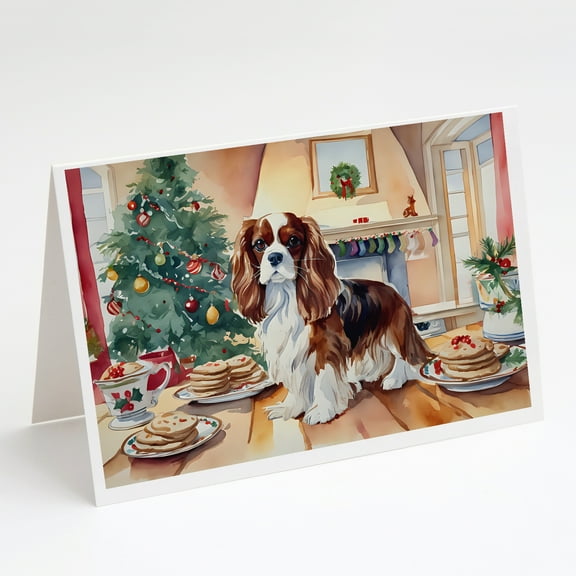 Cavalier Spaniel Christmas Cookies Greeting Cards Pack of 8 7 in x 5 in