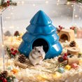 thumbnail image 2 of Qocolcyl Blue Ceramic Christmas Tree Hamster House, Pinaster Shaped Small Pet Hideout Bed, Breathable Cooling Habitat For Hamsters, Gerbils And Small Rodents, 2 of 7