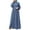 Blue, variant on ZANZEA Women Muslim Dress Buttons Long Sleeve High Waist Solid Color Maxi Dress