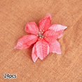 thumbnail image 1 of 24Pcs Christmas Glitter Artificial Poinsettia Flowers Xmas Poinsettia Artificial Wedding Flowers Decorations Xmas Tree Ornaments for Party Favors, 6inch, 1 of 6