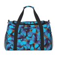 thumbnail image 1 of Xecao Blue Butterflies Pattern ​Lightweight Crossbody Weekender Bag Mesh Side Pockets Padded Handles Sports Outdoor Gear Organizer, 1 of 5