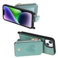 thumbnail image 6 of Feishell Crossbody Phone Case for Apple iPhone 14,Heart Pattern PU Leather Zipper Pocket & Card Slots Shockproof Kickstand Phone Case with Adjustable Shoulder Strap,Green, 6 of 12