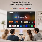 HAPPRUN Official Licensed Google TV Smart Projector, 4K Projector with WiFi & Bluetooth, Dolby Sound, Auto Focus & Keystone, Built-in Streaming Apps, 400 ANSI Movie Projector for Indoor & Outdoor