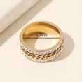 thumbnail image 3 of Stainless Steel Spinner Chain Ring Cubic Zirconia  18K Gold Plated Jewelry Statement Pinky Rings, 3 of 4