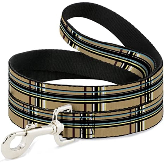 Dog Leash Plaid Tan 4 Feet Long 0.5 Inch Wide