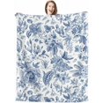 thumbnail image 3 of Floral Throw Blanket for Girls Women Blue Soft Fuzzy Flannel Bed Blanket for Adults Plush Flowers Birds Christmas Birthday Gifts,50x60\u201d, 3 of 6