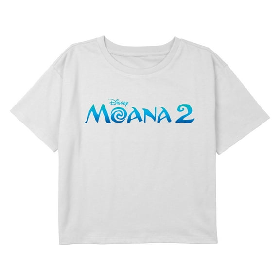 Girl's Moana 2 Movie Logo Graphic Cropped T-Shirt