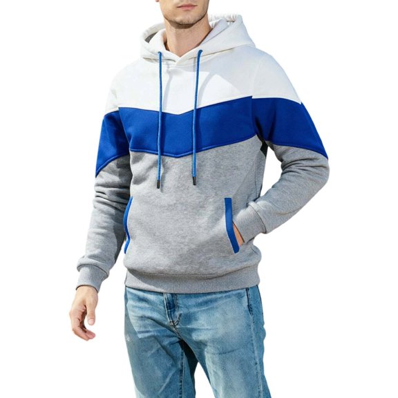 SUYIDA Men's Pullover Hoodie Sweatshirt Zip Up Hooded Jacket Contrast Design Long Sleeve Casual Athletic Streetwear Top Warm Comfortable Outerwear for Everyday Wear Travel and Leisure