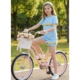 thumbnail image 3 of Girls 2 Piece Outfits Set Girl Casual T Shirt and Kids Rainbow Shorts Summer Clothes for Girls 7-14Y, 3 of 8