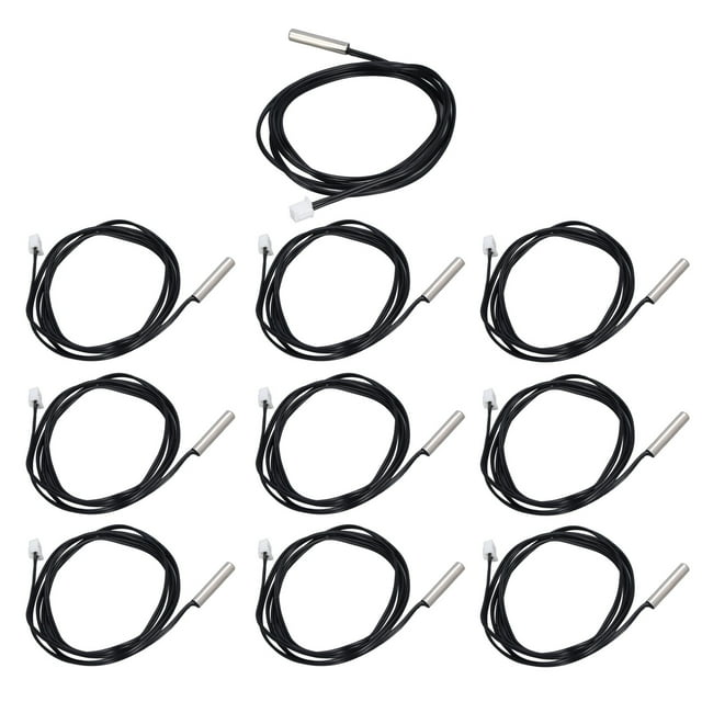 10Pcs Thermistor Sensor NTC Temp Temperature Probe 5x25mm Cylindrical Head for Measuring100K B3950