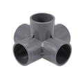 thumbnail image 1 of Conector de tubo en forma de codo de 5 vías, grado de muebles, accesorios de esquina en forma de T de 1 pulgada, color gris, 5 piezas, 1 of 3