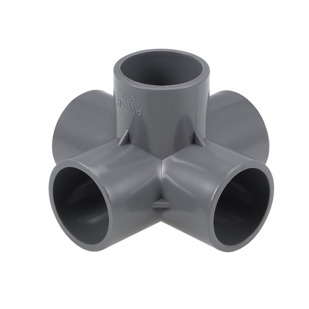 Conector de tubo en forma de codo de 5 vías, grado de muebles, accesorios de esquina en forma de T de 1 pulgada, color gris, 5 piezas