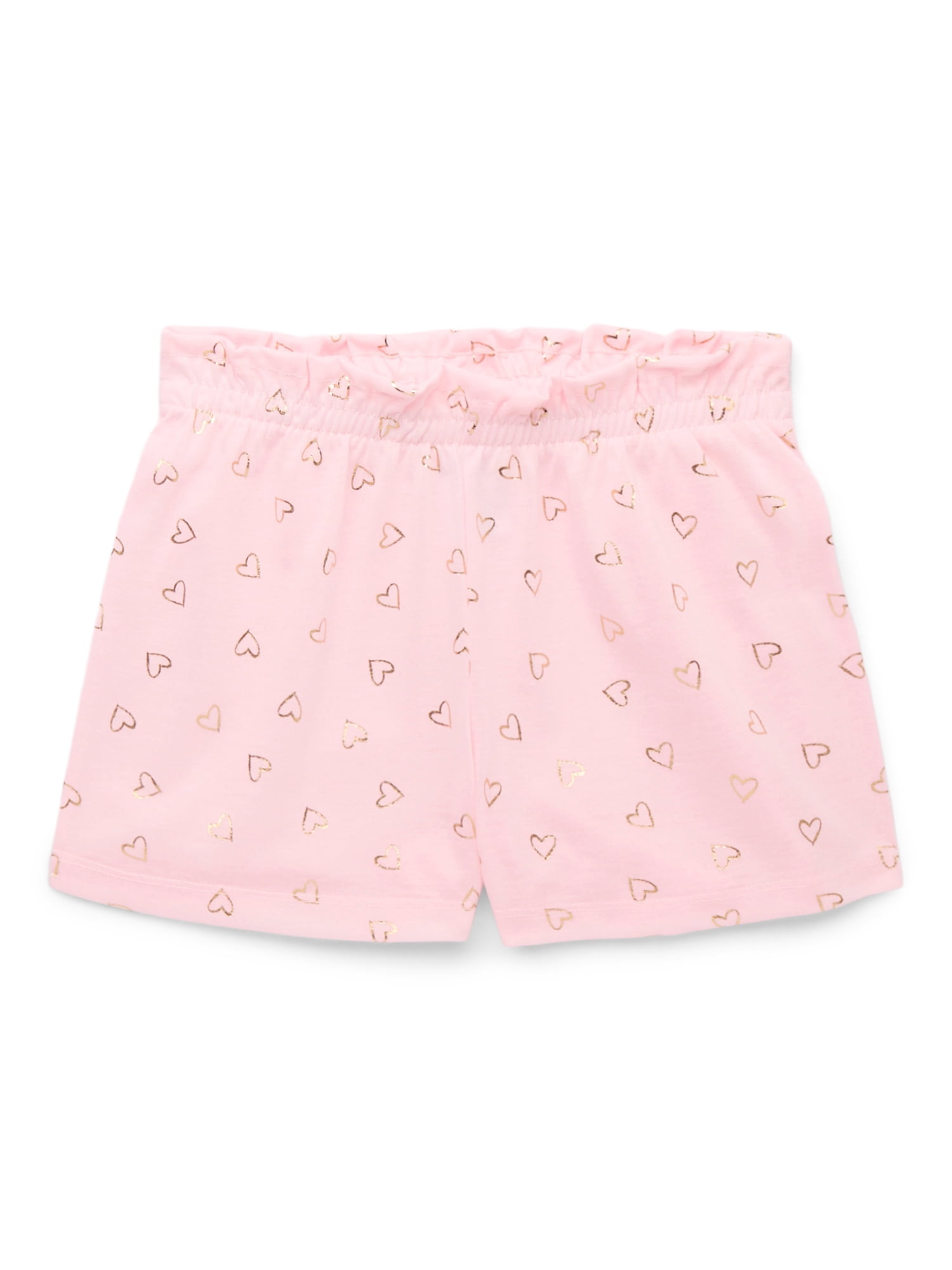 Sleep On It Girls Metallic Heart Print Tank and Shorts with Scrunchie Pajama Set, 3-Piece, Sizes 7-16