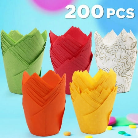 Tulip Cupcake Liners 200PCS Muffin Liners Baking Cups Cupcake Wrapper for Party
