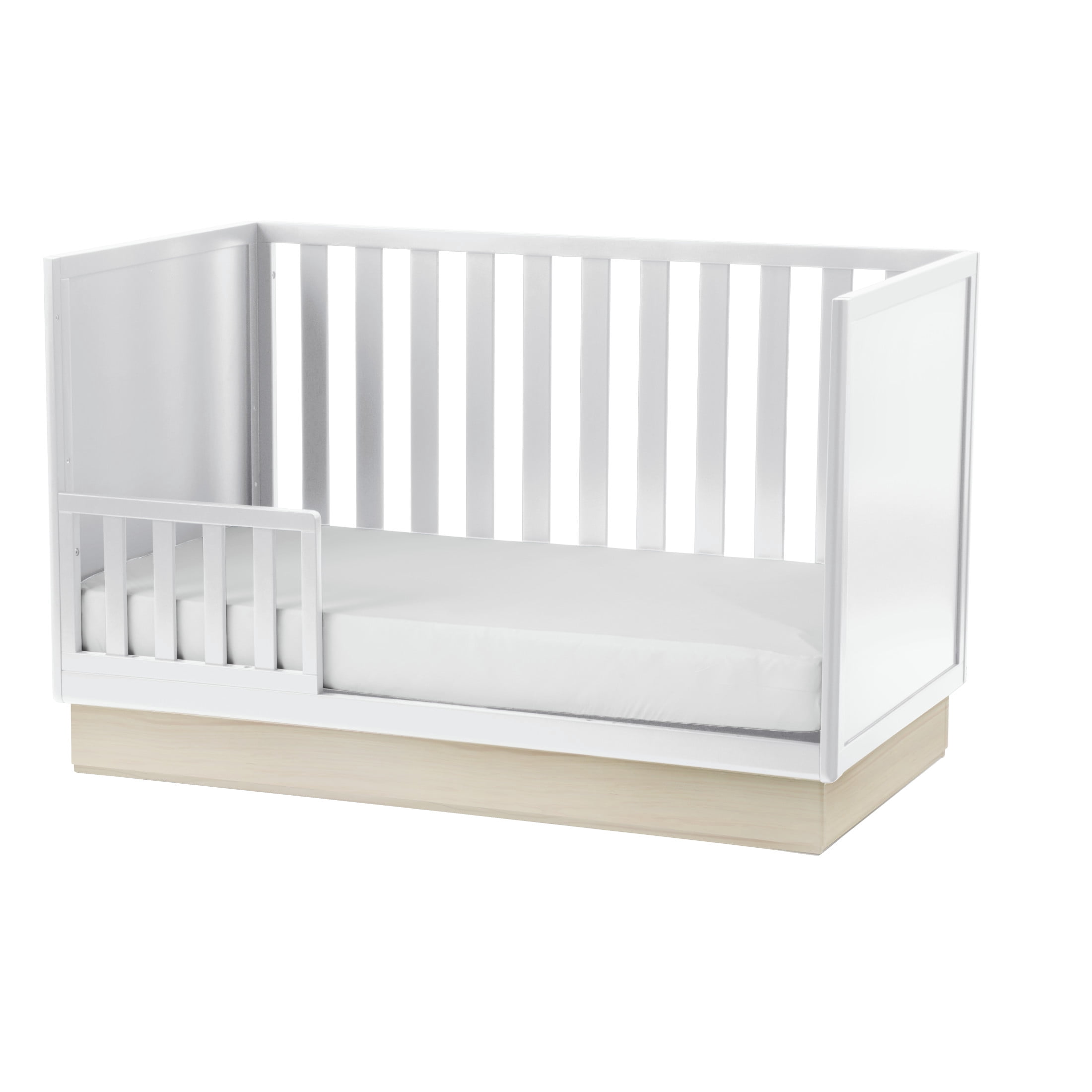 Little Seeds Dawn 4-in-1 Convertible Crib, White & Whitewash Natural