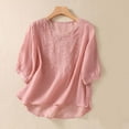 thumbnail image 2 of Blouse Vintage Brodée en Lin pour Femmes, Col en V, Patchwork, 2 of 6