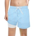 thumbnail image 2 of Boys Swim Trunks with Compression Liner Quick Drying Stretch Beach Shorts with Print Summer Swimming Clothing Light Blue Size 13-14 Years, 2 of 4