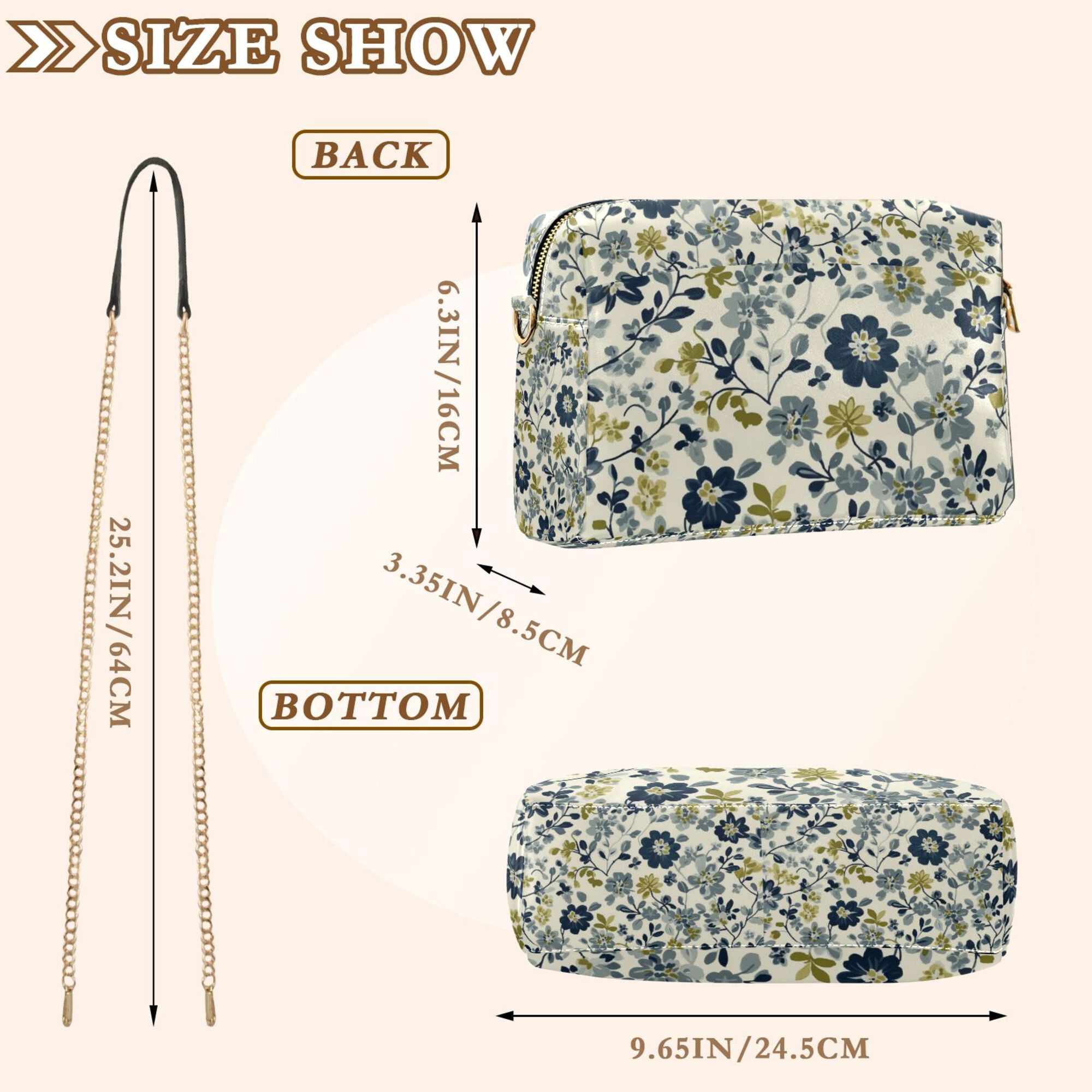 FORMRS Women Crossbody Purse with Chain Strap Vegan Leather Shoulder Handbag, Light Floral