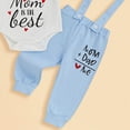 thumbnail image 5 of Kaprioy Baby Boy Outfit My First Fathers Day Baby Boy Outfit Short Sleeve Bowtie Romper I Love Dad Mom Suspender Pants Hat 3PCS Clothes Set, 5 of 6