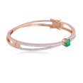 thumbnail image 2 of Natural Emerald Solid 10Kt Rose Gold SI Clarity HI Color Diamond Bracelet, 2 of 4
