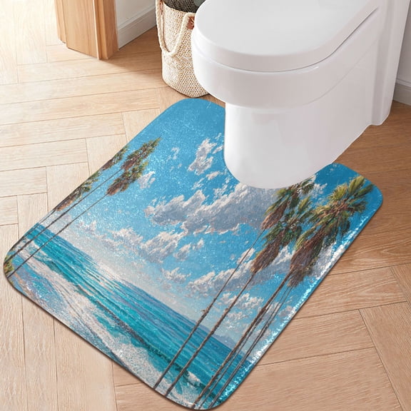 RMDQTR 20" × 24" U Shape Bathroom Rugs Plush Toilet Base Mat Soft Rugs Non Slip Absorbent Beautiful Beach