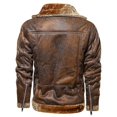 thumbnail image 4 of Men's Faux Leather Jacket Sherpa Aviator Bomber Jacket, 4 of 5