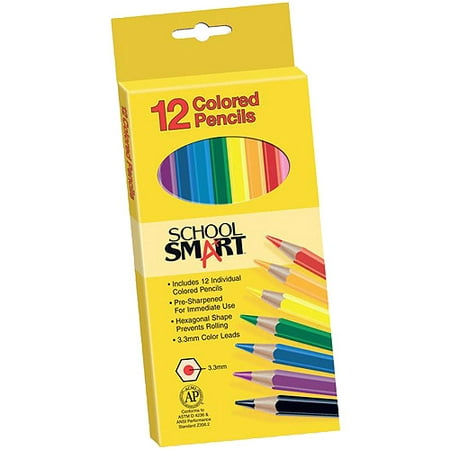 School Smart Non Toxic Waterproof Colored Pencils, Assorted Colors