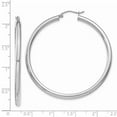 thumbnail image 3 of Real 14kt White Gold Polished 3mm Lightweight Tube Hoop Earrings; for Adults and Teens; for Women and Men, 3 of 3