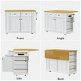 thumbnail image 3 of AVAXA 48 inch Rolling Kitchen Island Cart, Drop Leaf, Power Outlet, Internal Storage Rack, 5 Open Side Racks, White, 3 of 18