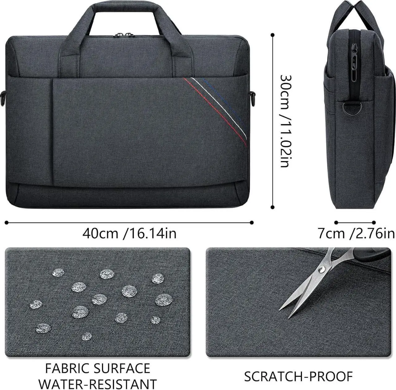 15 - 15.6 Inch Laptop Shoulder Bag for Man Work Briefcase Slim Computer Carrying Case Handbag with Shoulder Strap