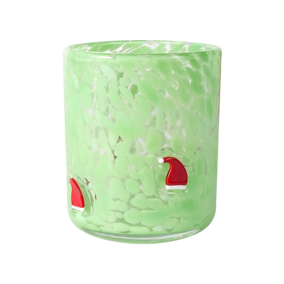 Vaso de lunares navideños | Vasos navideños con árboles de Papá Noel y copos de nieve | Vaso de vidrio festivo para fiestas navideñas, regalos y celebraciones familiares | Vaso duradero para bebidas