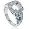 Pompeii3 3/4ct Cushion Halo Diamond Ring Setting 14K White Gold