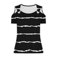 thumbnail image 3 of 2024 Off Shoulder Tank Tops for Women Trendy O Ring Shoulder Blouses Cute Striped Pattern Beach T-shirt, 3 of 5