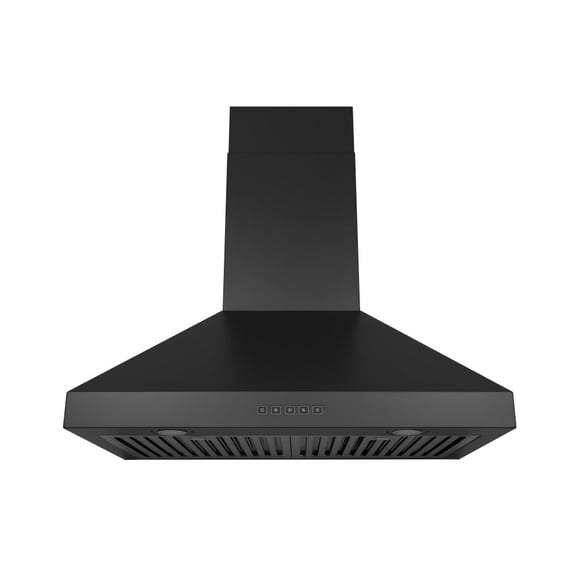 Hauslane Wall Mount Range Hood 30 Inch, Pro Model, Matt Black Stainless Steel Range Hood, Strong Suction, Changeable LED Lamps, 6” Duct or Ductless, Kitchen Hood Vent, Stove Hood Vent
