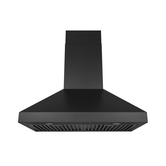 Hauslane Wall Mount Range Hood 30 Inch, Pro Model, Matt Black Stainless Steel Range Hood, Strong Suction, Changeable LED Lamps, 6” Duct or Ductless, Kitchen Hood Vent, Stove Hood Vent