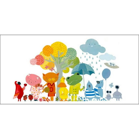 Oopsy Daisy - Animal Rainbow Canvas Wall Art 36x18, Robin Rosenthal