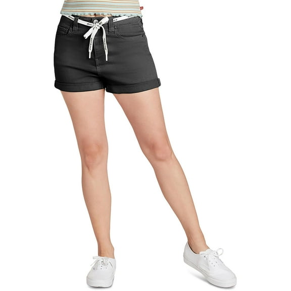Dickies Womens Juniors High Rise Rolled Denim Shorts