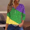 thumbnail image 1 of Fiudx Camisetas para Mujer Blusa de Manga 3/4 Corta Estampada a La Moda para Mujer, Blusa Informal con Cuello Redondo, 1 of 5