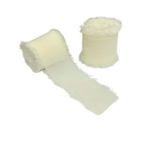 Ivory Chiffon Ribbon for Crafts - 1 1/2" x 5 Yards, 2 Rolls, Wedding, Reception, Bridal Shower, Embellishments, Valentine's Day, DIY, Gift Bow, Hair Bows, Christmas