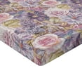 thumbnail image 4 of Ambesonne Flower Fitted Sheet, Roses Lilies Lilacs Print, Twin Size, Mauve Pale Pink and Khaki, 4 of 5