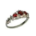 thumbnail image 1 of LBG British Made 925 Sterling Silver Natural Garnet Womens Trilogy Ring - 33 size options - Sizes 4 to 12 Available, 1 of 6