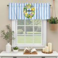 thumbnail image 3 of Lemon Wreath Valances for Windows, Rod Pocket Kitchen Valance Curtains - Soft & Washable Small Window Treatment for Living Room, Bathroom, Summer Fruit Blue Stripes 42x12inch, 1 Panel, 3 of 9