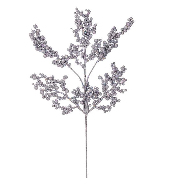 Vickerman P250507UV 14 in. Silver Glitter UV Berry Pick, 3 per Bag