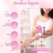 EXLEAF Epilator for Women, Smooth Glide Facial Hair Remover with 2 Speed & LED Light, Rechargeable Cordless Electric Epilator for Face, Bikini, Underarms, Arms, and Legs, Painless & Portable