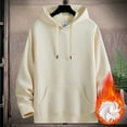 thumbnail image 2 of Lorytime Winter Hoodies for Men Solid Fleece Sweatshirt Long Sleeve Drawstring Pullover with Pocket Warm Tops Beige 2XL, 2 of 9
